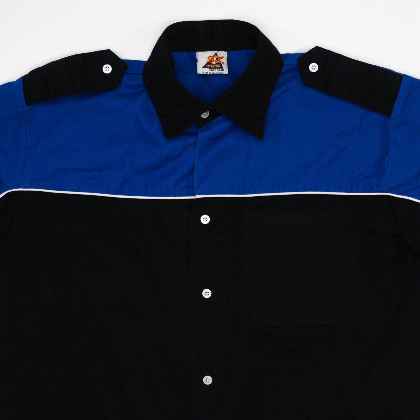 Vintage Black + Blue Triangle Kwik Stop Workwear Shirt (L)