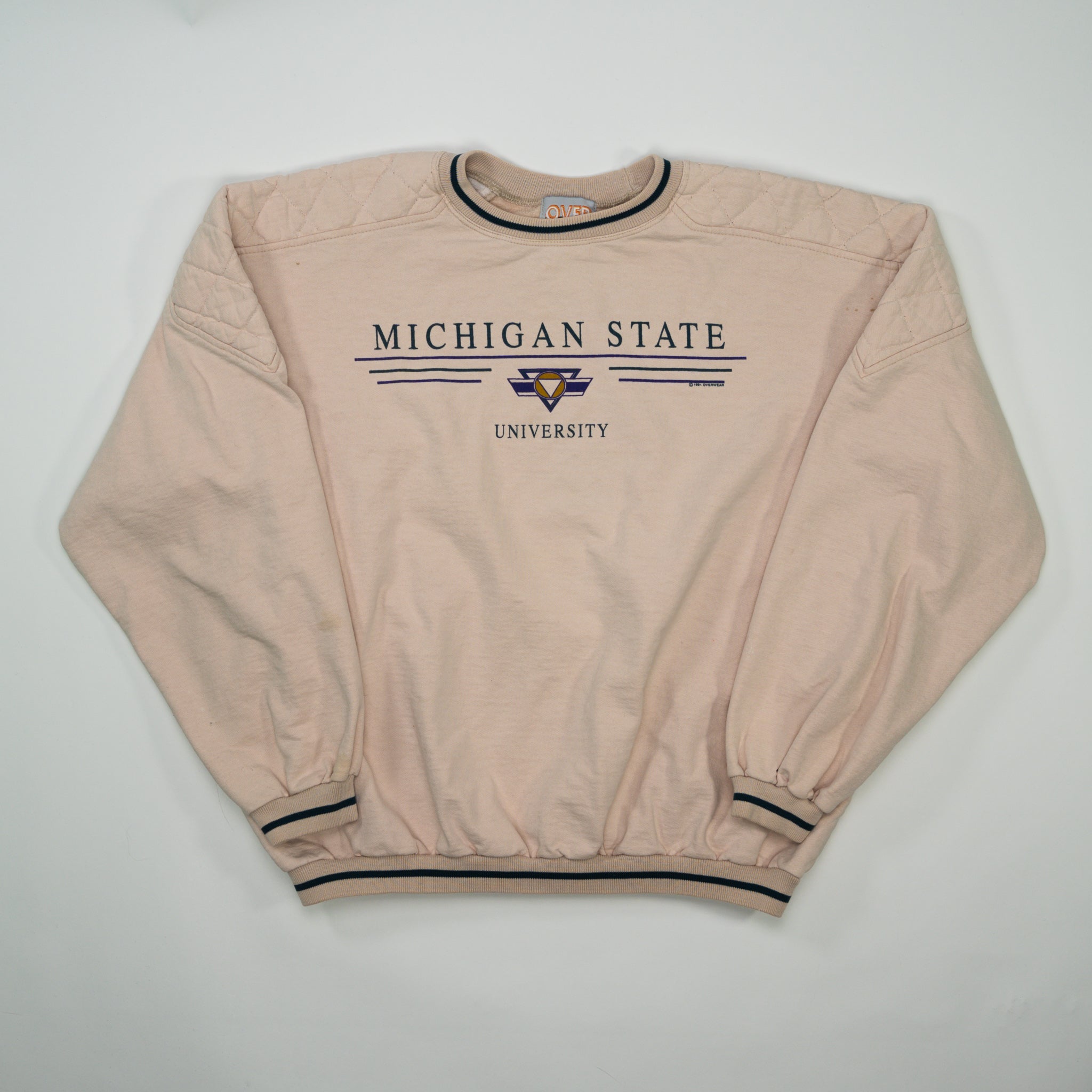 Vintage '91 Beige Michigan State University Crewneck (M/L)
