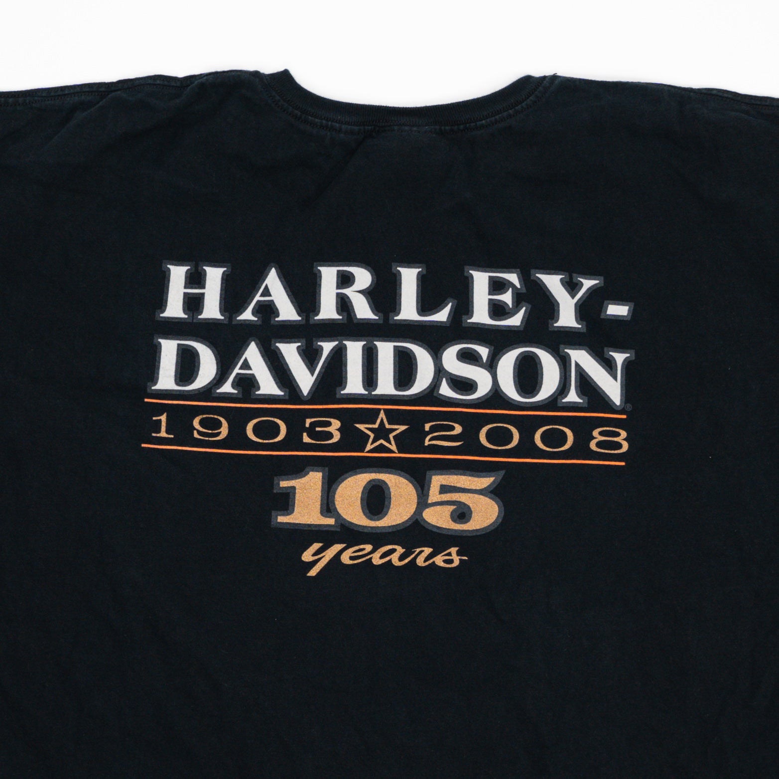 Vintage Black '08 Harley Davidson 105 Years Tee (XL) | Rebalance Vintage.