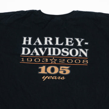 Vintage Black '08 Harley Davidson 105 Years Tee (XL) | Rebalance Vintage.