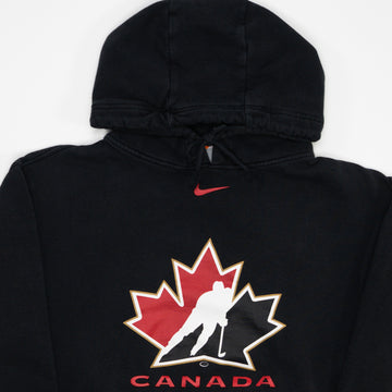Vintage Black Team Canada Hockey Nike Center Check Hoodie 2.0 | Rebalance Vintage.