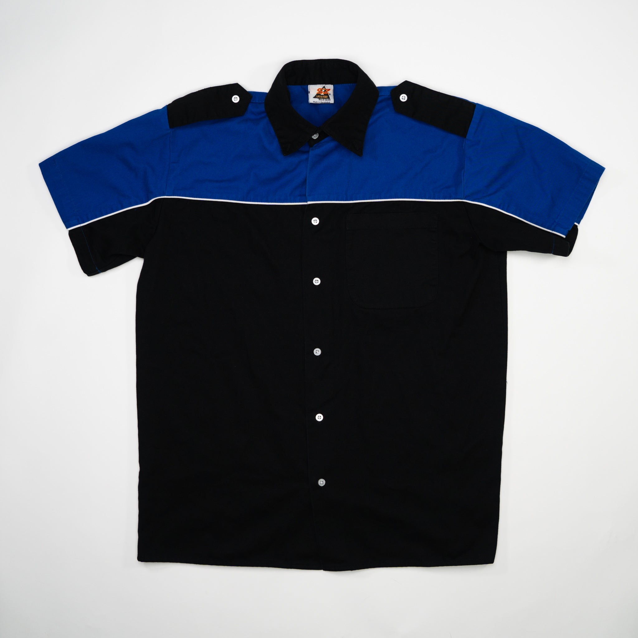 Vintage Black + Blue Triangle Kwik Stop Workwear Shirt (L)