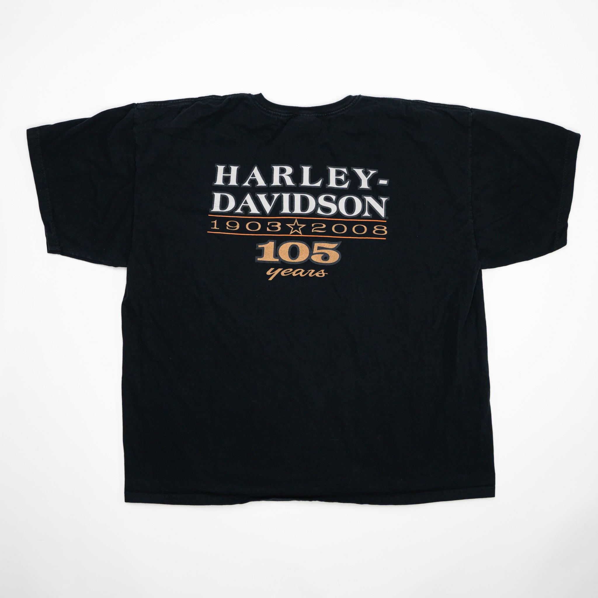 Vintage Black '08 Harley Davidson 105 Years Tee (XL) | Rebalance Vintage.