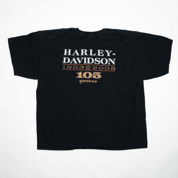 Vintage Black '08 Harley Davidson 105 Years Tee (XL) | Rebalance Vintage.