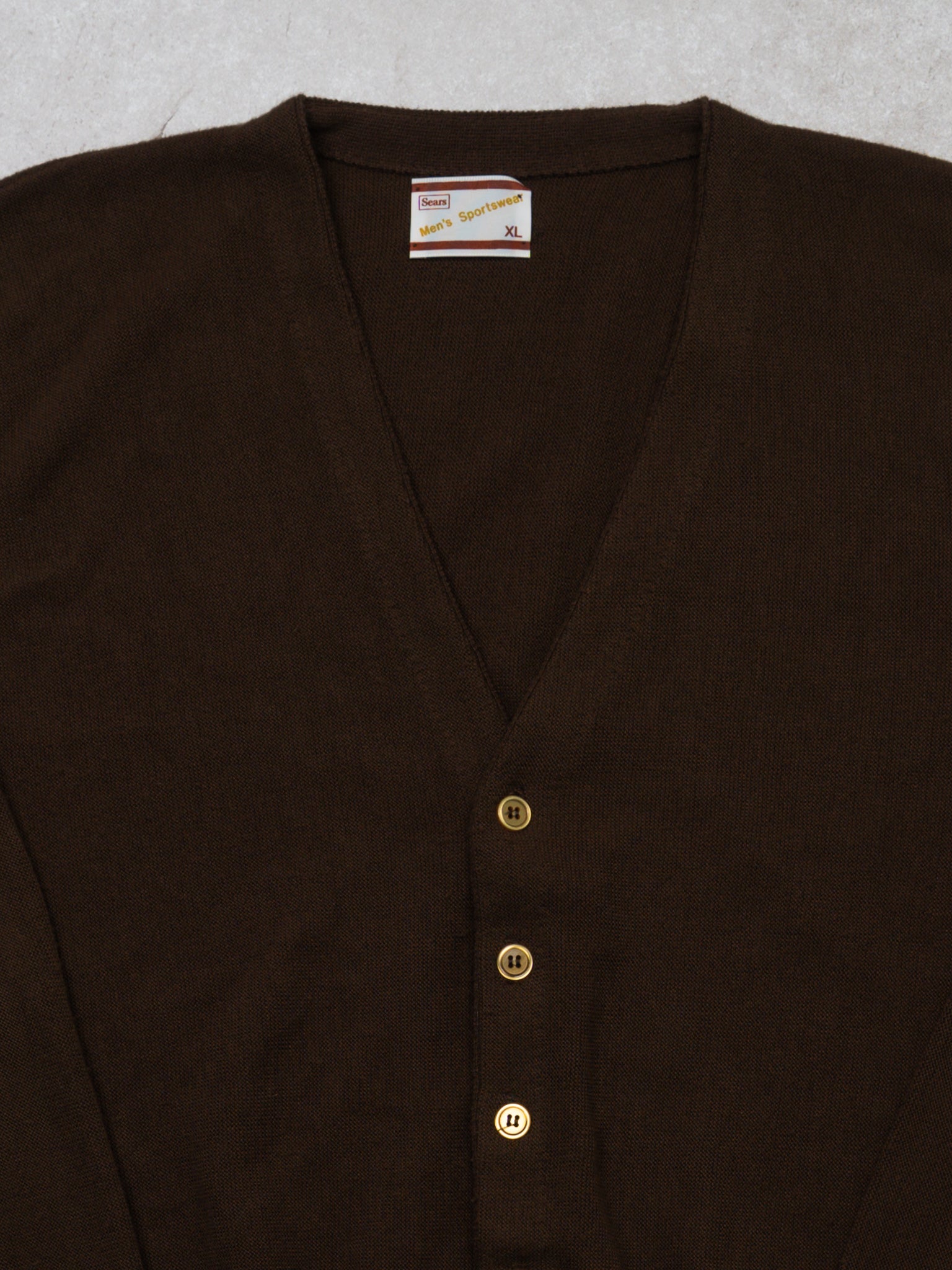 Vintage 70s Brown Sears Knit Cardigan (M)