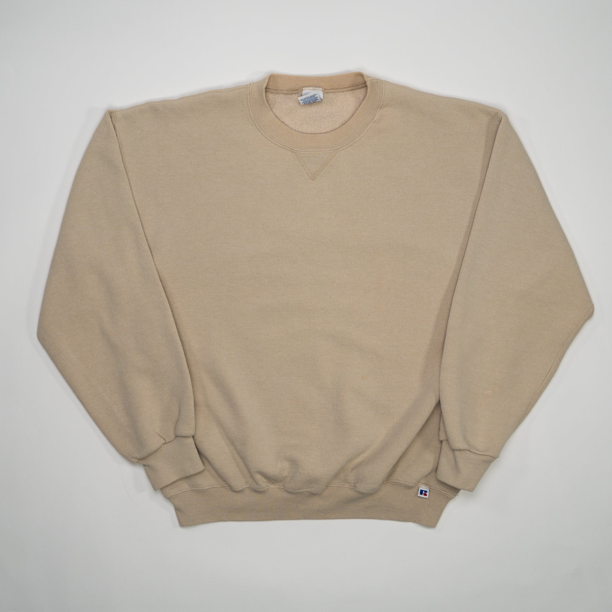 Vintage Blank Light Beige Russell Athletics Crewneck (L) | Rebalance Vintage.