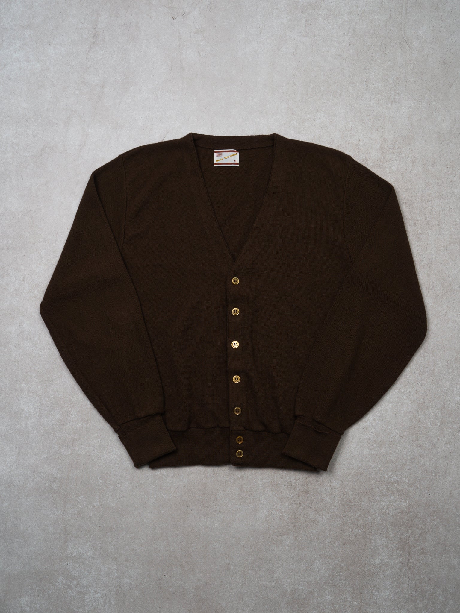 Vintage 70s Brown Sears Knit Cardigan (M)