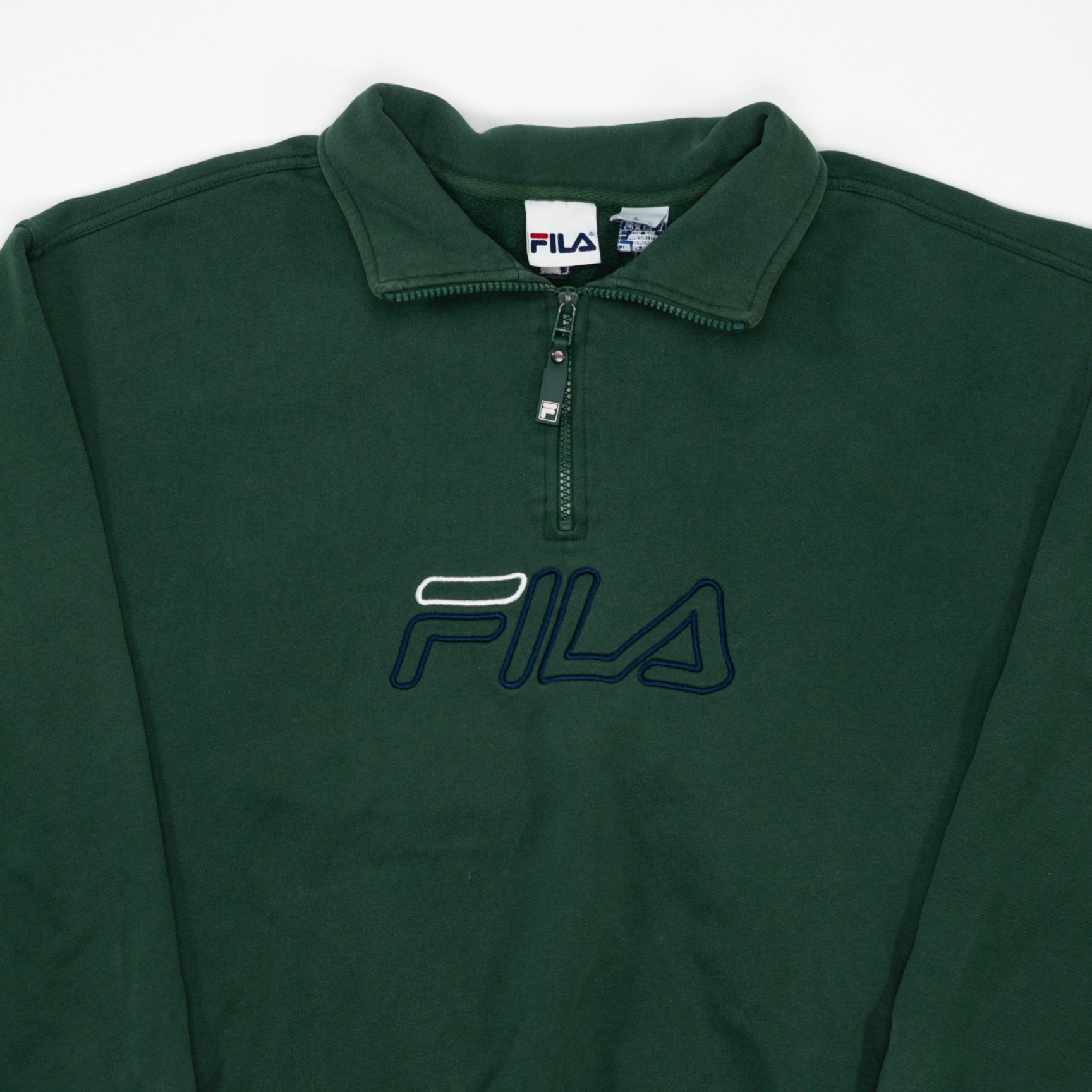 Vintage Green Fila 1/4 Zip Sweater (L)