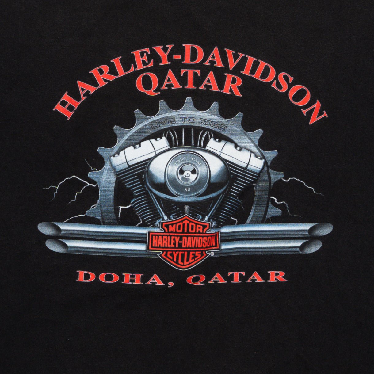 Vintage Black '06 Harley Davidson Qatar Tee (M) | Rebalance Vintage.