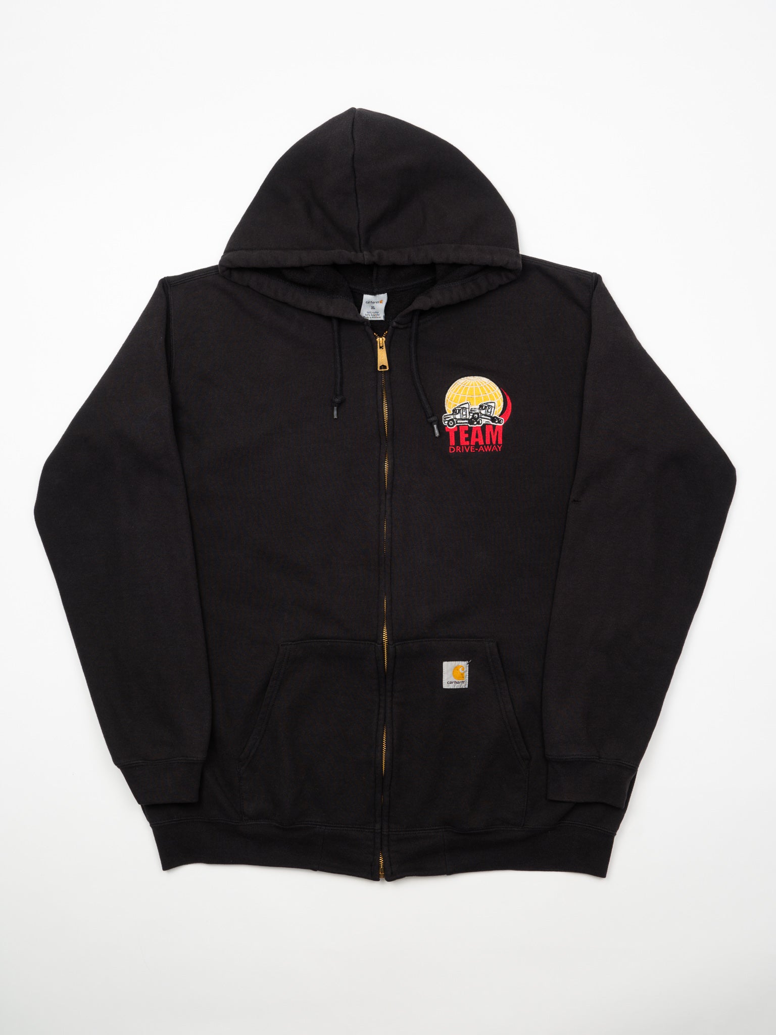 Vintage 90s Black Team Drive-Away Carhartt Zip Hoodie (XL)