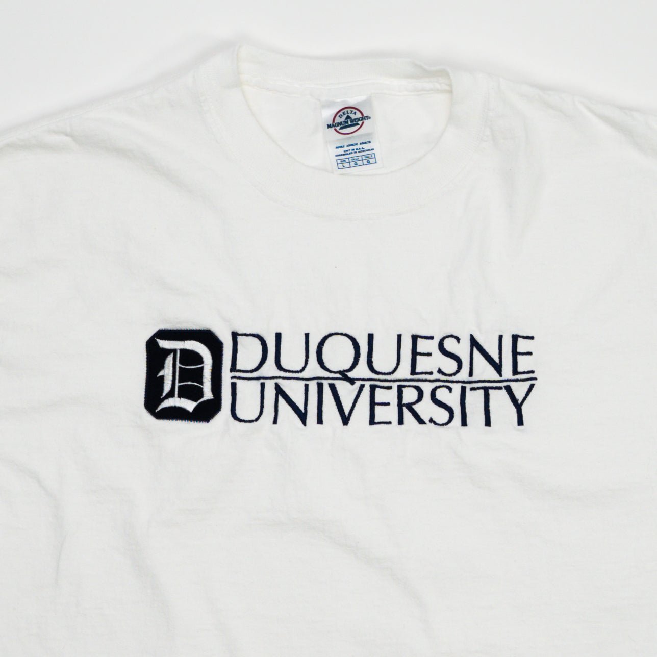 Vintage White Duquesne University Tee (S/M) | Rebalance Vintage.