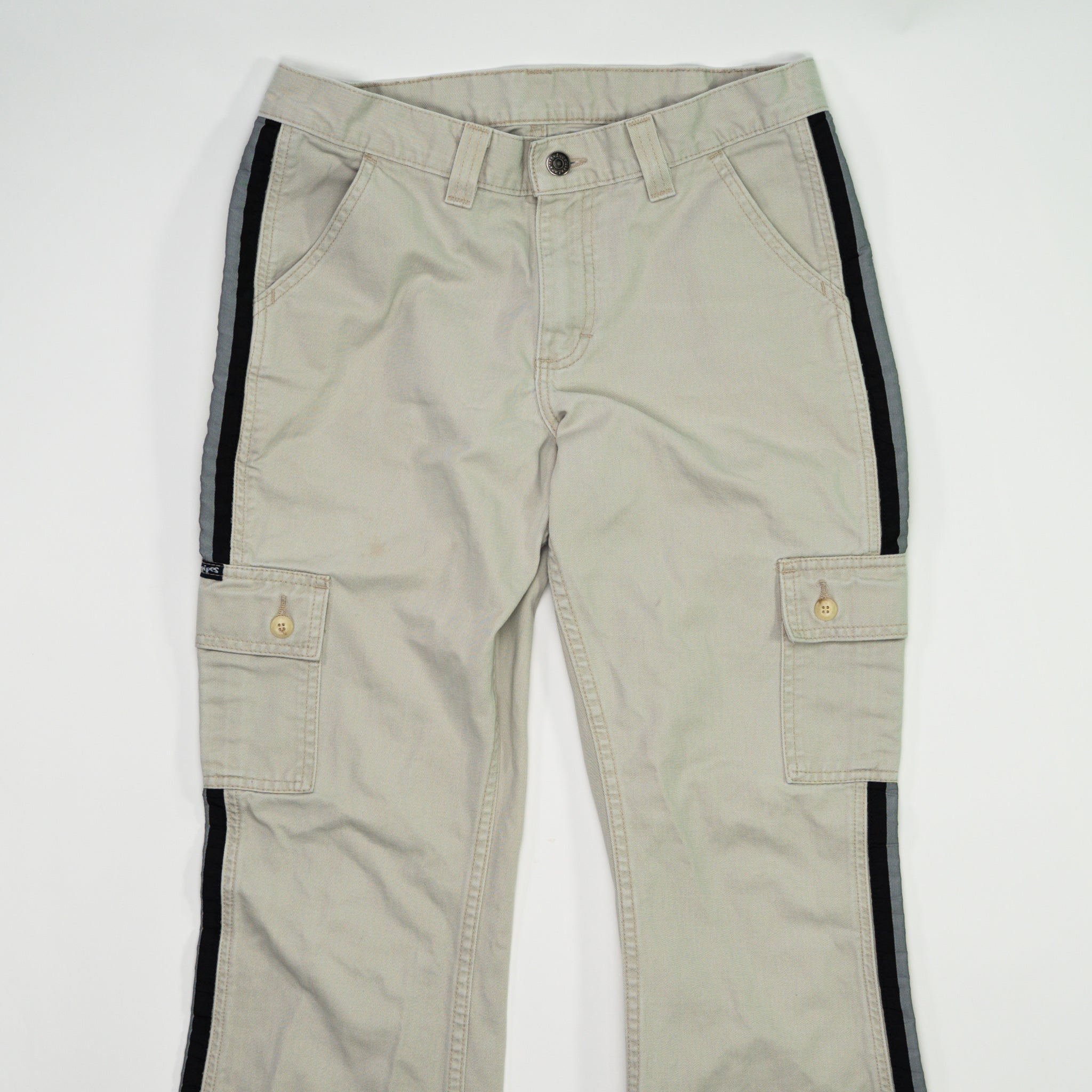 Vintage 90s Beige + Black Lee Pipes Cargo Flare Pants (30 x 30) | Rebalance Vintage.