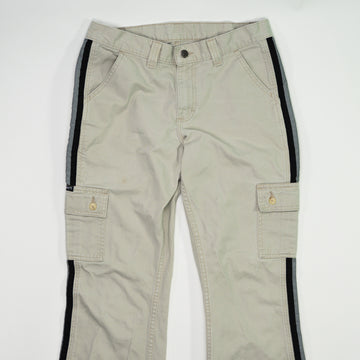 Vintage 90s Beige + Black Lee Pipes Cargo Flare Pants (30 x 30) | Rebalance Vintage.