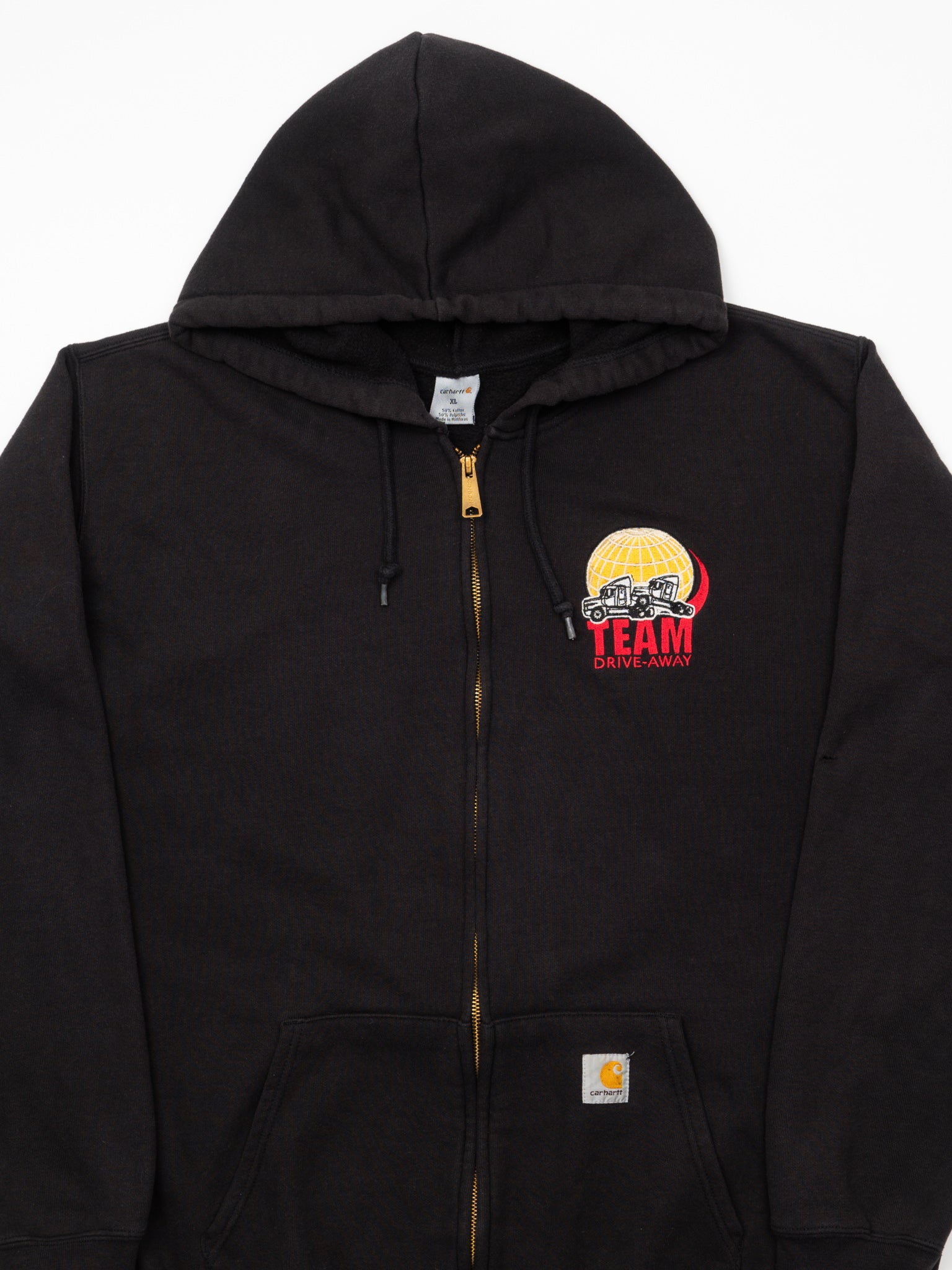 Vintage 90s Black Team Drive-Away Carhartt Zip Hoodie (XL)