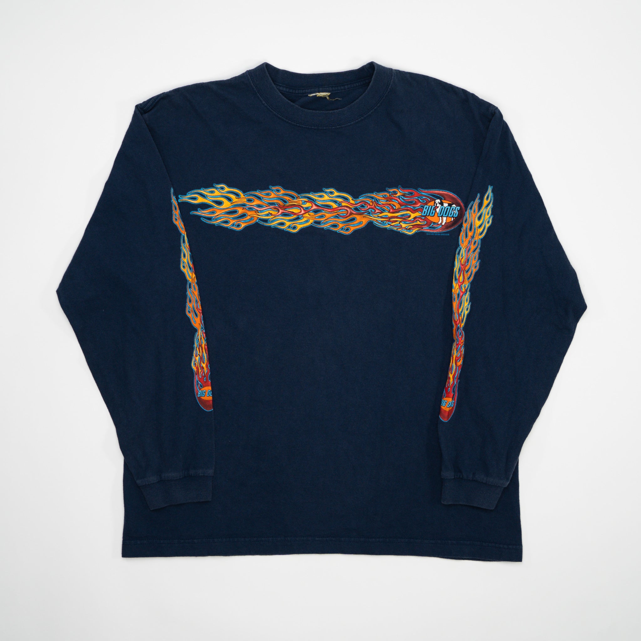 Vintage '01 Blue Big Dogs Flame Long Sleeve (M) | Rebalance Vintage.