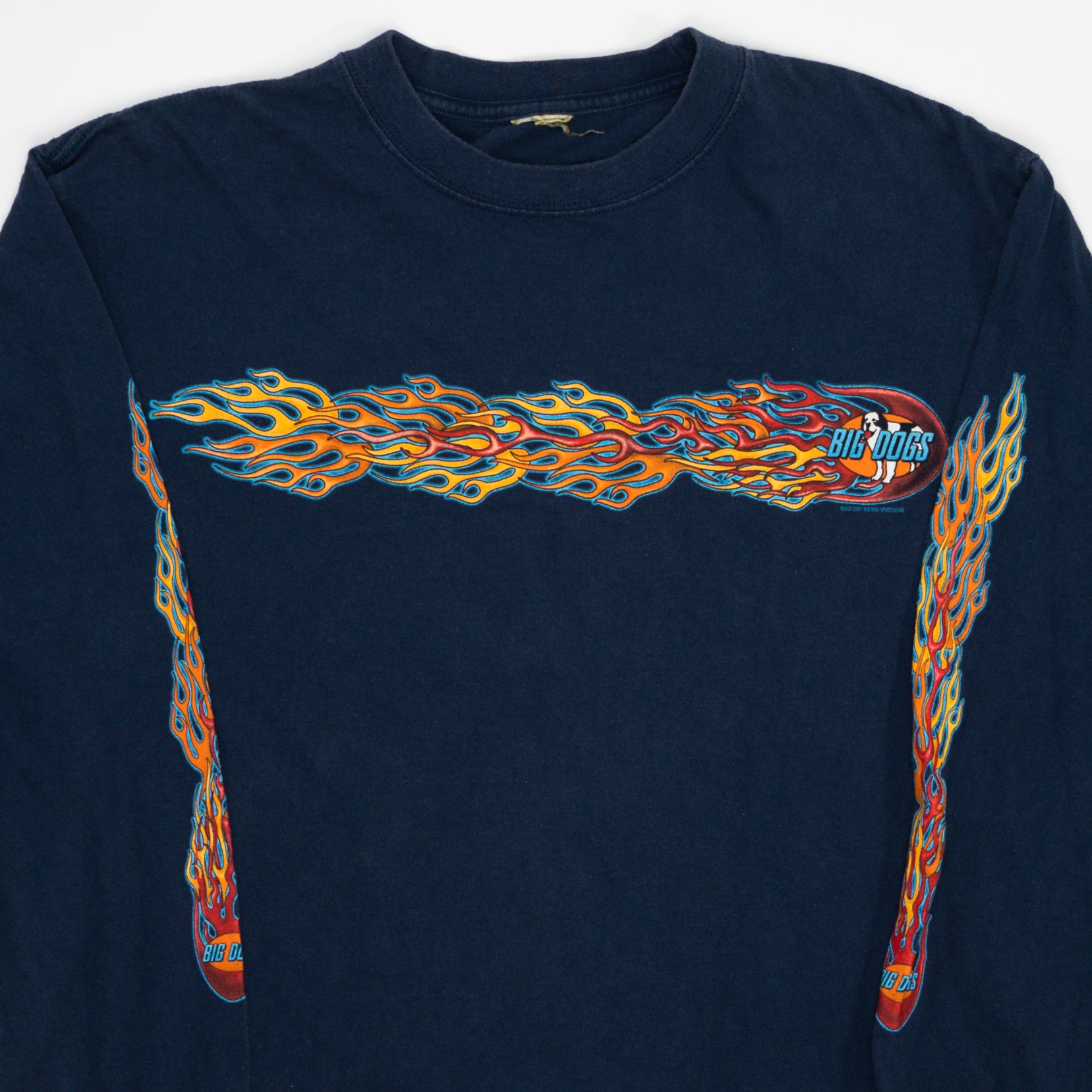 Vintage '01 Blue Big Dogs Flame Long Sleeve (M) | Rebalance Vintage.