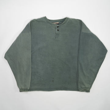Vintage Washed Green Champion 1/4 Button Sweater (XL) | Rebalance Vintage.