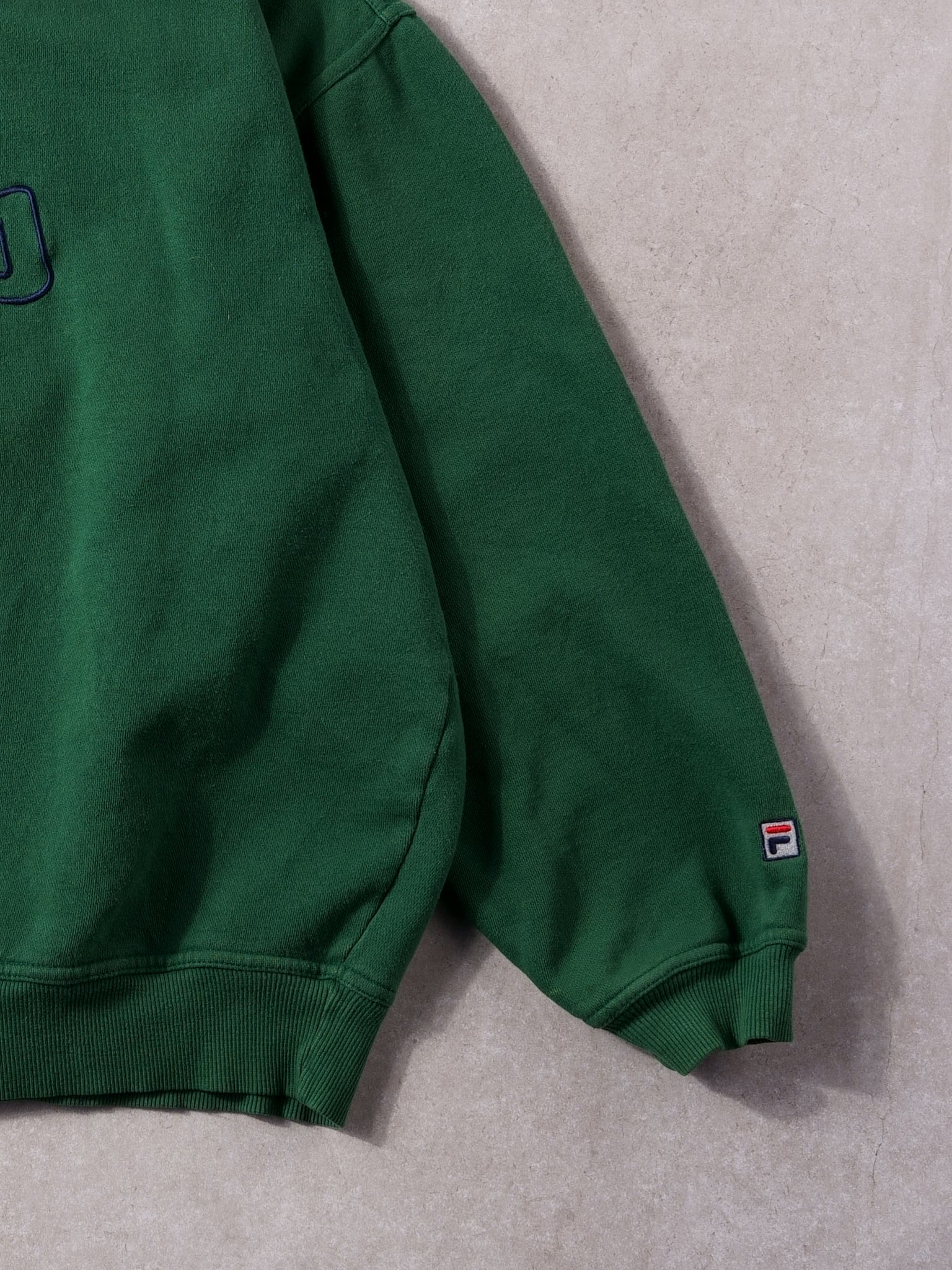 Vintage 90s Pine Green Fila 1/4 Zip Collared Crewneck (L)