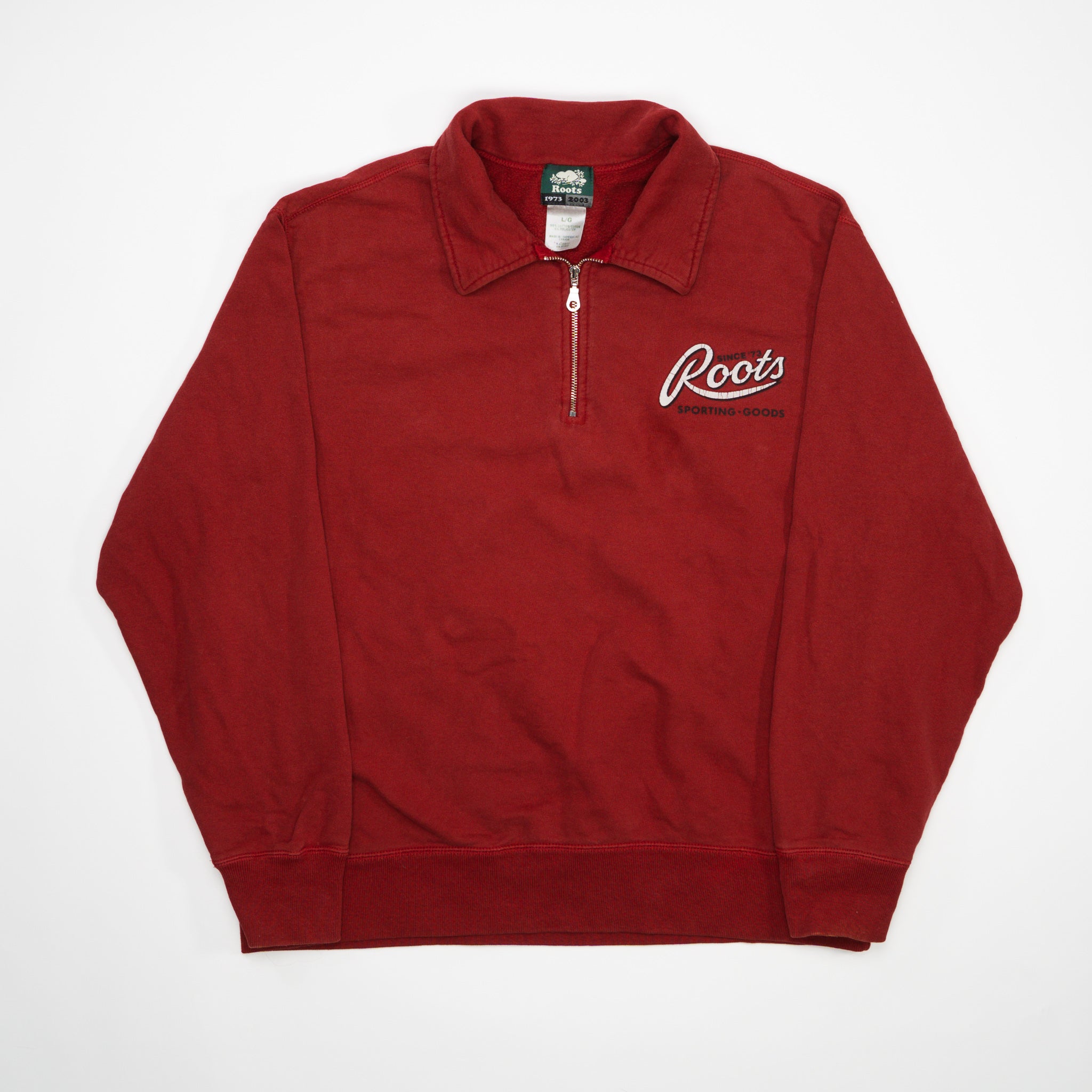 Vintage 90s Red Roots 1/4 Zip Sweater 2.0 (L) | Rebalance Vintage.