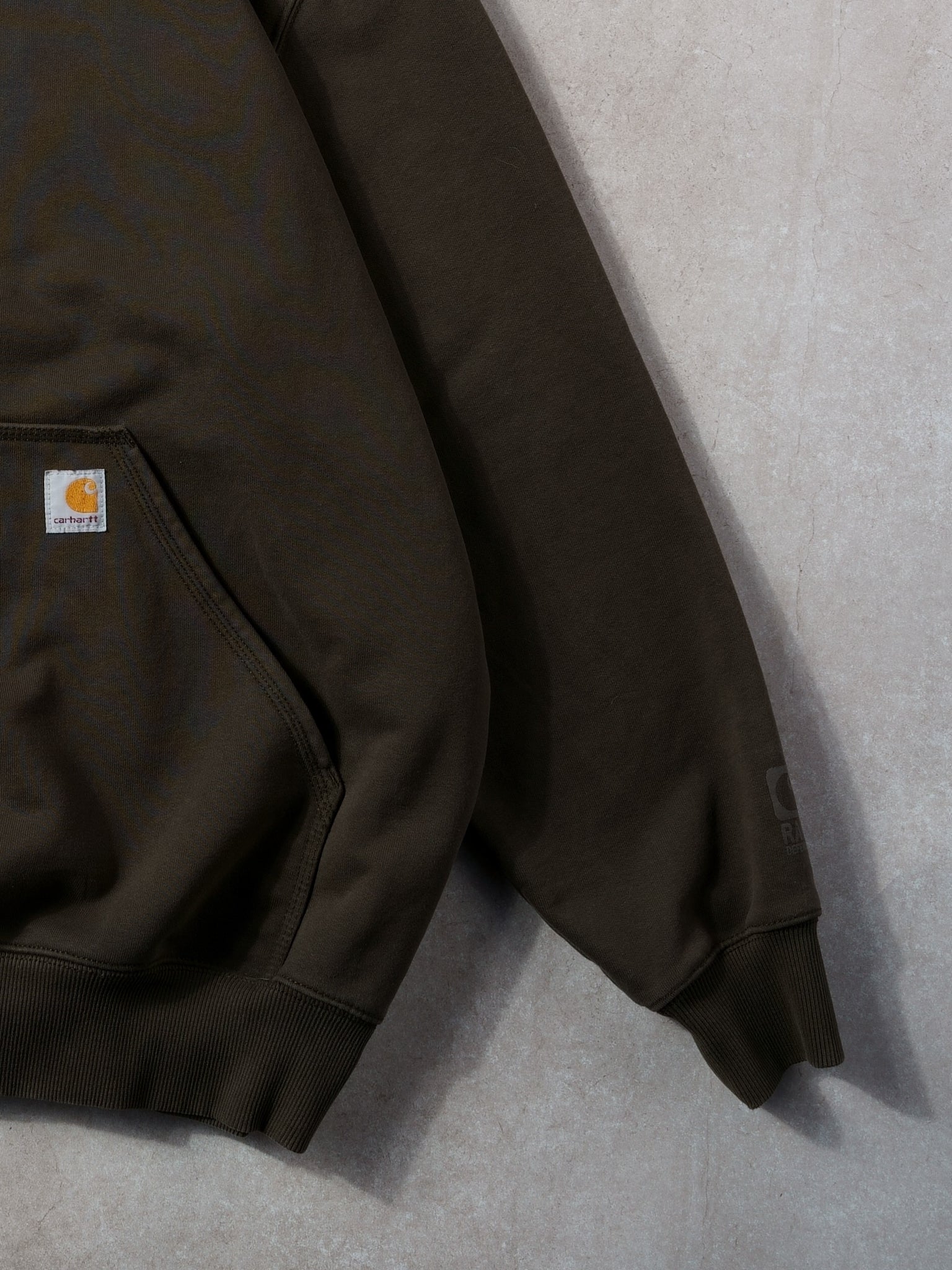 Vintage 90s Taupe Brown Carhartt Rain Defender Hoodie (XXL)