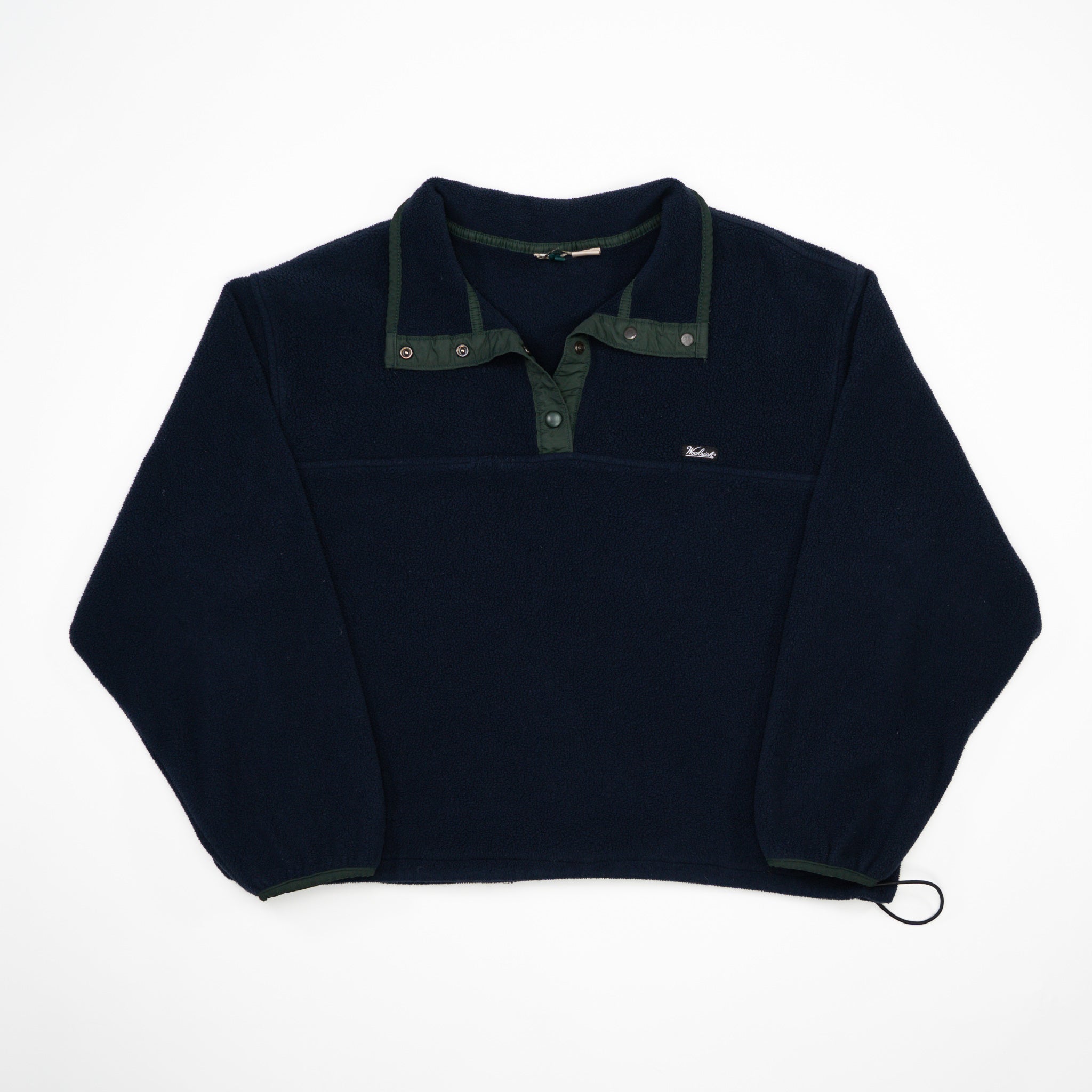 Vintage 80s Navy + Green Woolrich 1/4 Button Fleece Sweater (L)