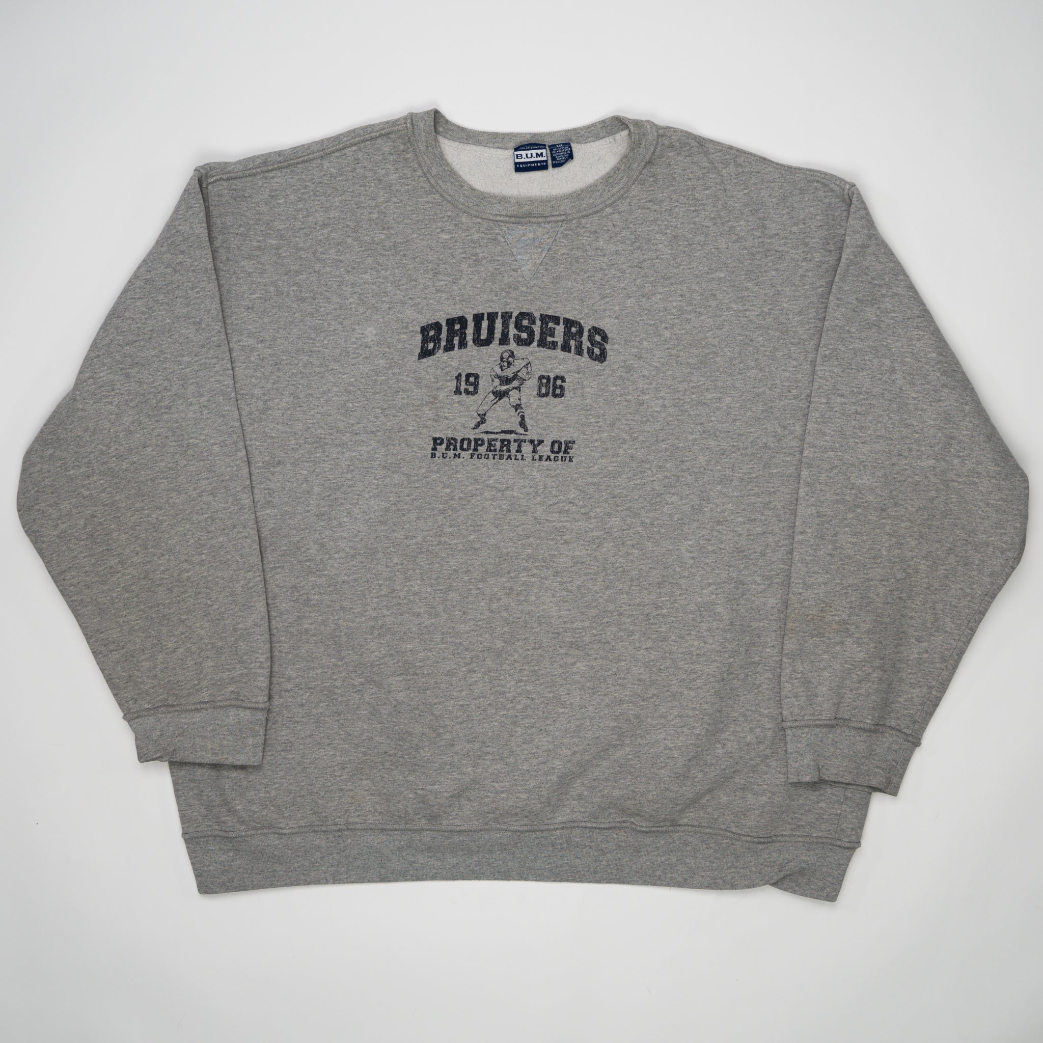 Vintage 90s grey BUM Equipment Bruisers Crewneck (XL) | Rebalance Vintage.