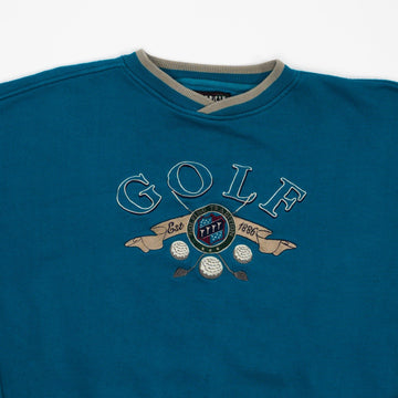 Vintage Aqua + Beige Golf Spell Out Crewneck (XL) | Rebalance Vintage.