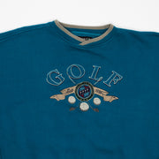 Vintage Aqua + Beige Golf Spell Out Crewneck (XL)