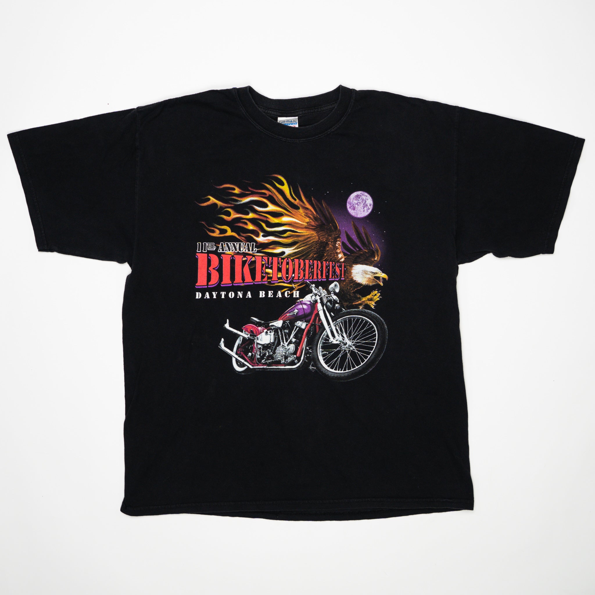 Vintage Black 11th Annual Biketober Fest Flaming Eagle Tee (L) | Rebalance Vintage.