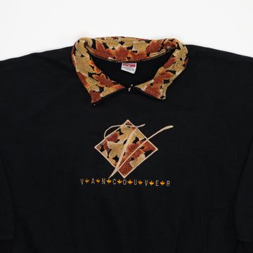 Vintage 90s Black Vancouver Leaf 1/4 Zip Crewneck (L) | Rebalance Vintage.