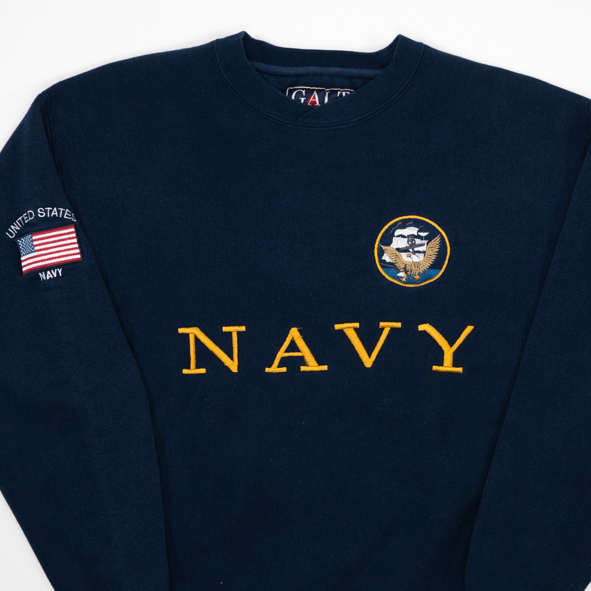 Vintage US Navy Spell Out Patch Crewneck (L)