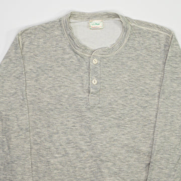 Vintage Grey LL Bean 1/4 Button Long Sleeve (M) | Rebalance Vintage.