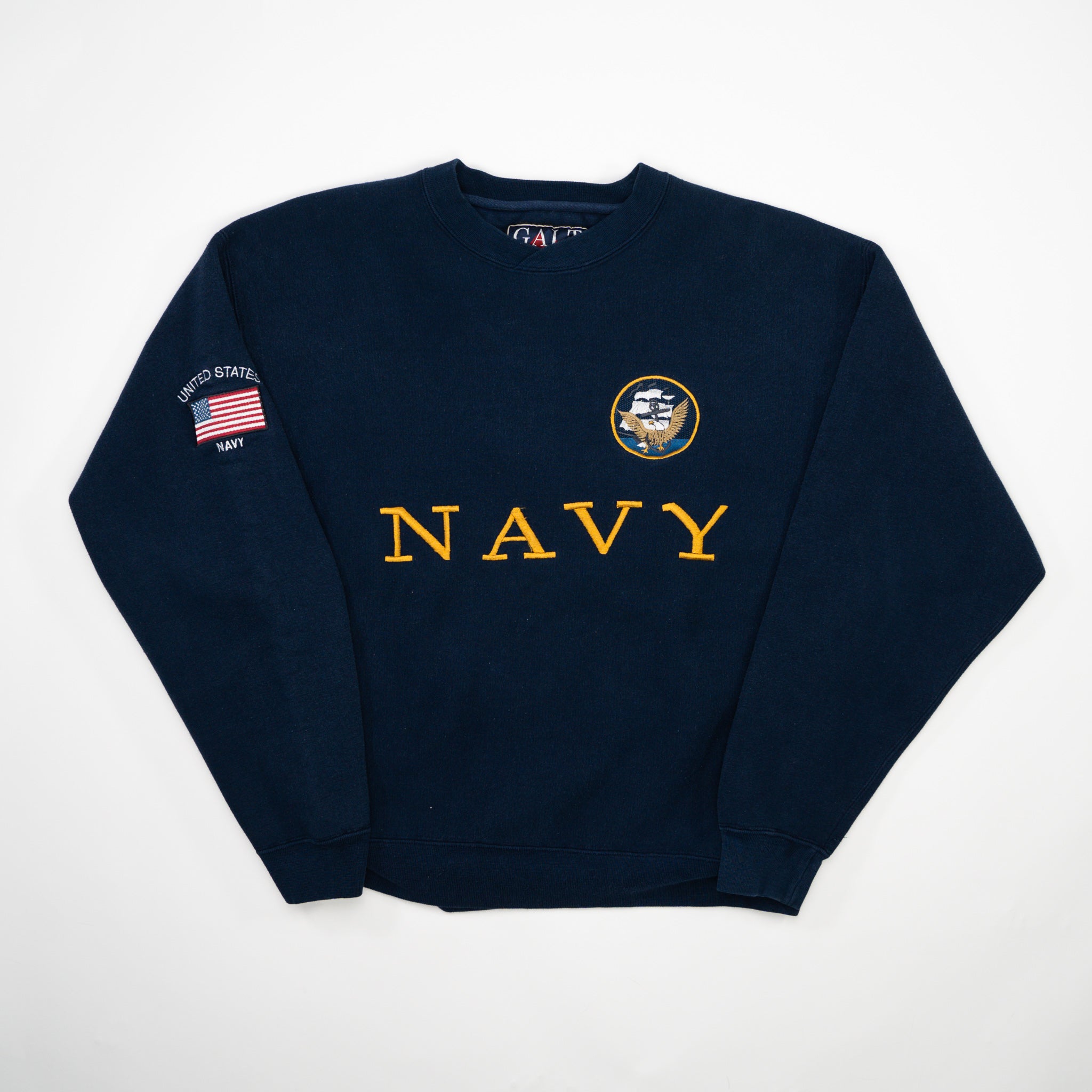 Vintage US Navy Spell Out Patch Crewneck (L)
