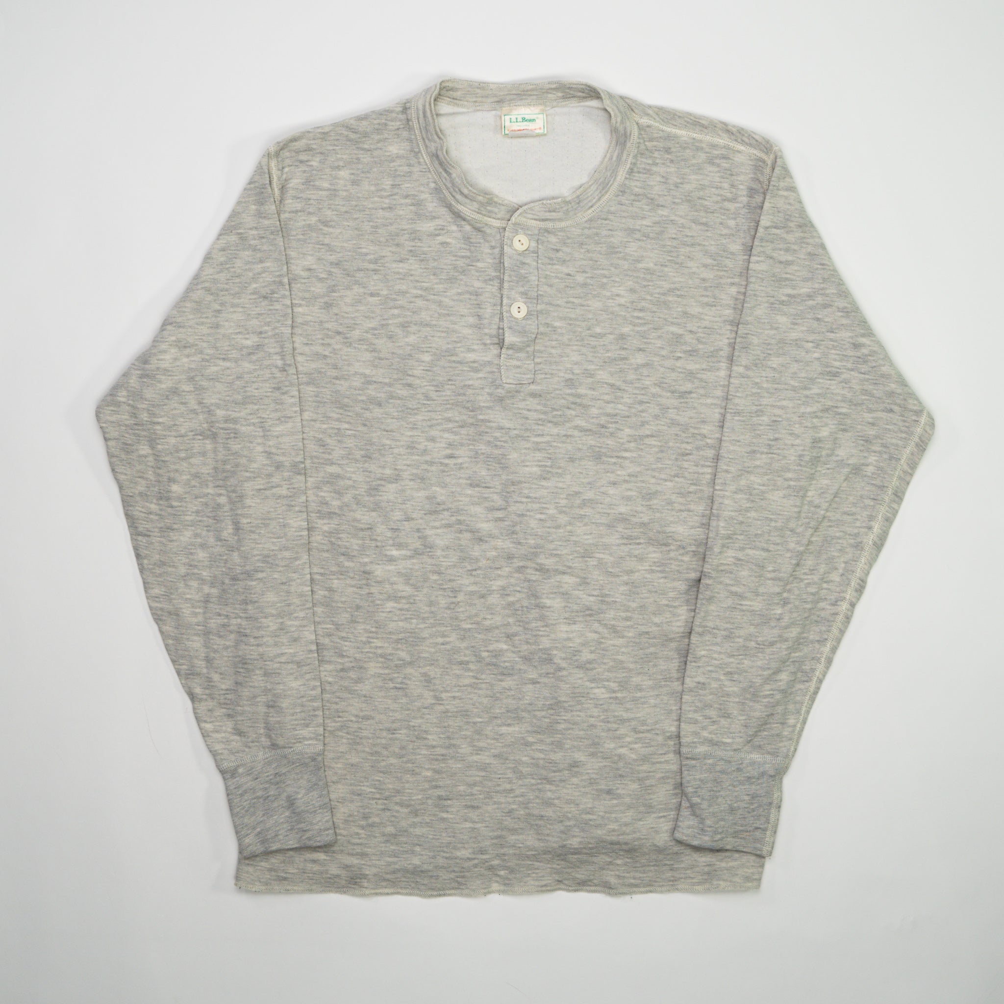 Vintage Grey LL Bean 1/4 Button Long Sleeve (M) | Rebalance Vintage.