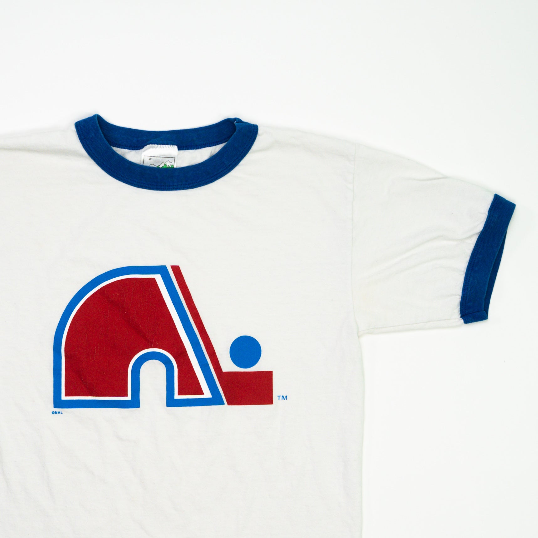 Vintage 80s White Quebec Nordiques NHL Ringer Tee (S) | Rebalance Vintage.