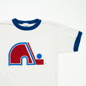 Vintage 80s White Quebec Nordiques NHL Ringer Tee (S) | Rebalance Vintage.