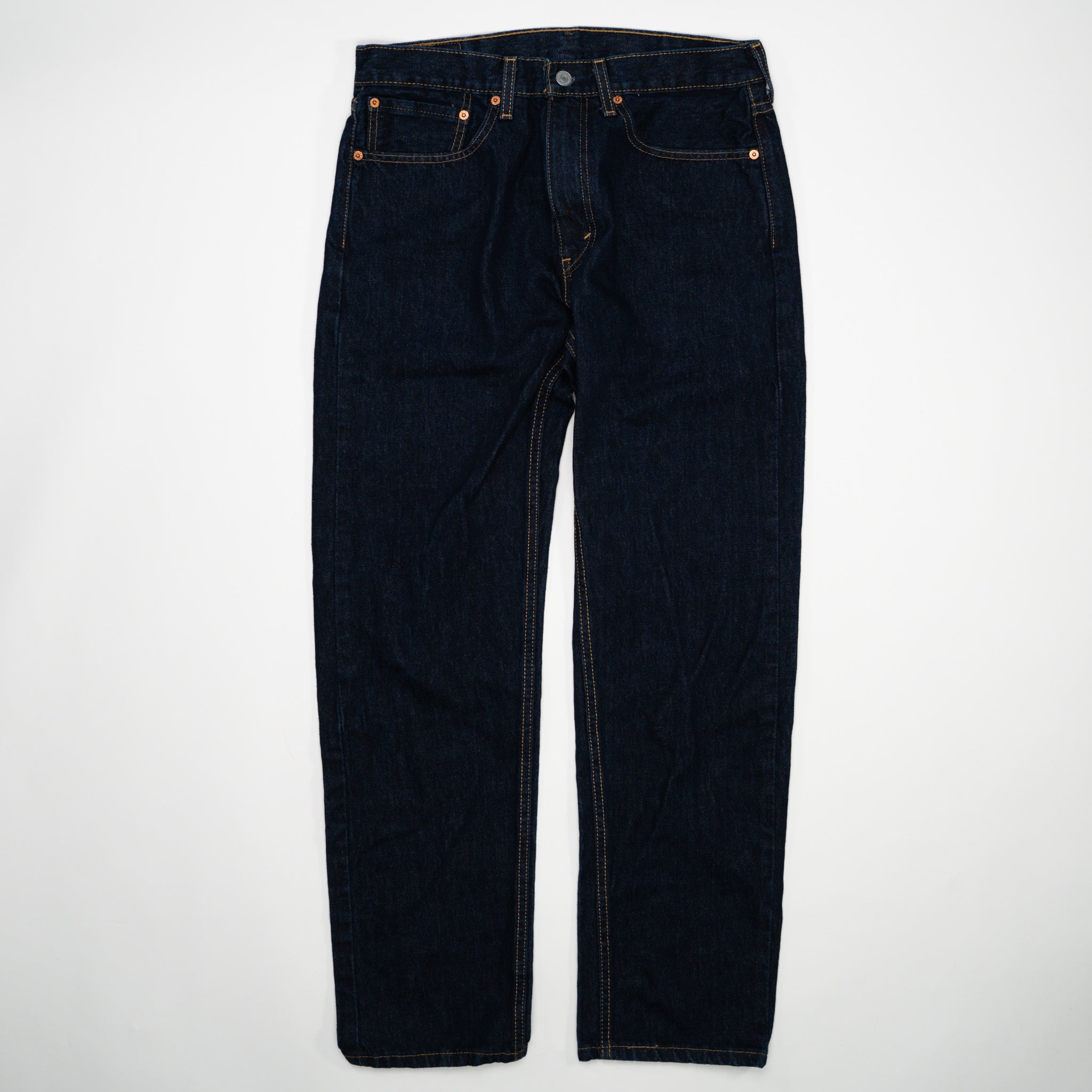 Vintage Dark Blue Stitched 505 Levi Jeans (34 x 32) | Rebalance Vintage.