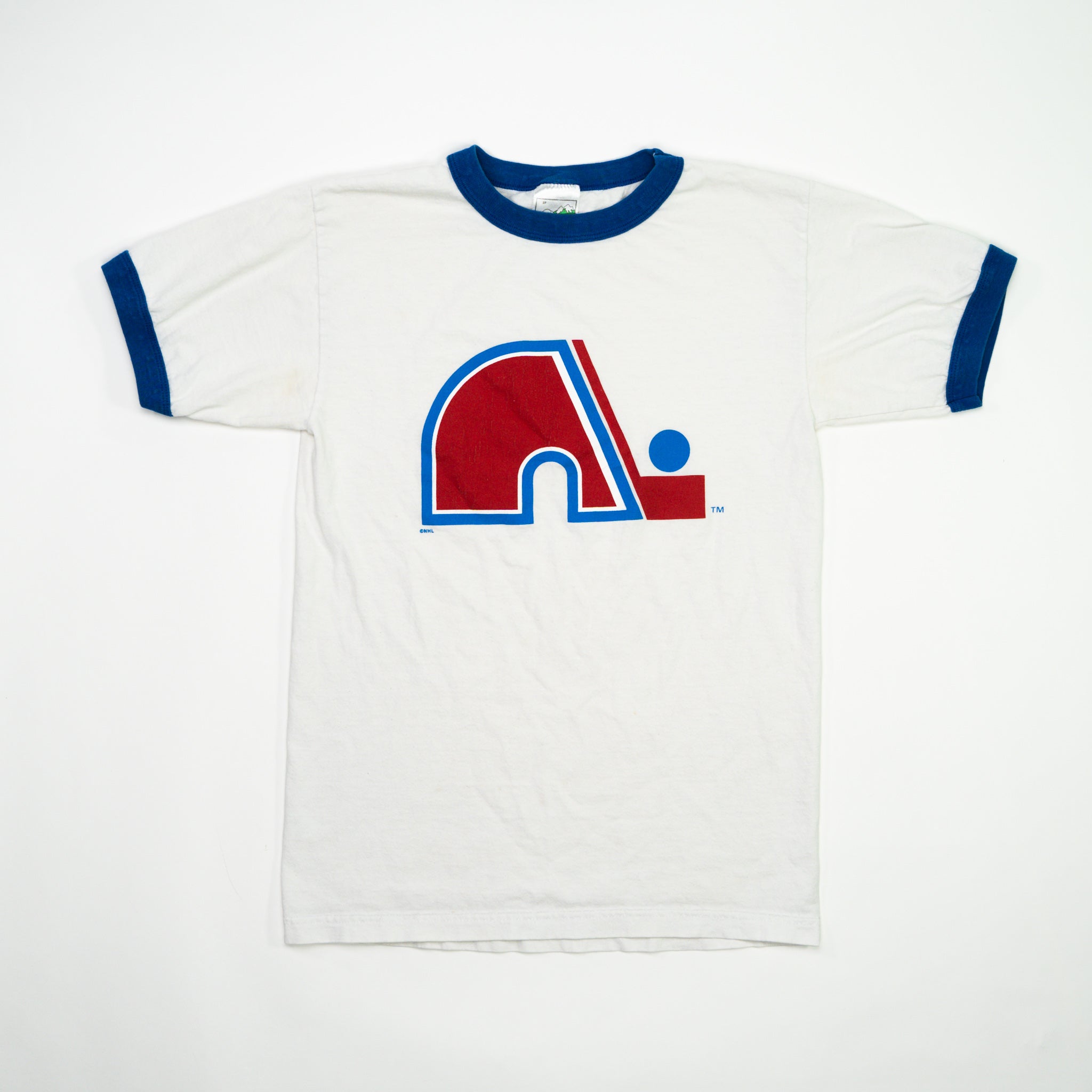 Vintage 80s White Quebec Nordiques NHL Ringer Tee (S) | Rebalance Vintage.