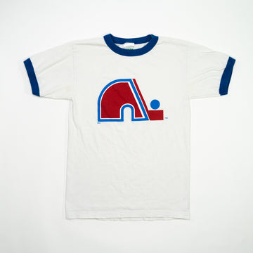 Vintage 80s White Quebec Nordiques NHL Ringer Tee (S) | Rebalance Vintage.