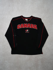 Vintage 90s Black + Red Hockey Canada Long Sleeve (M)