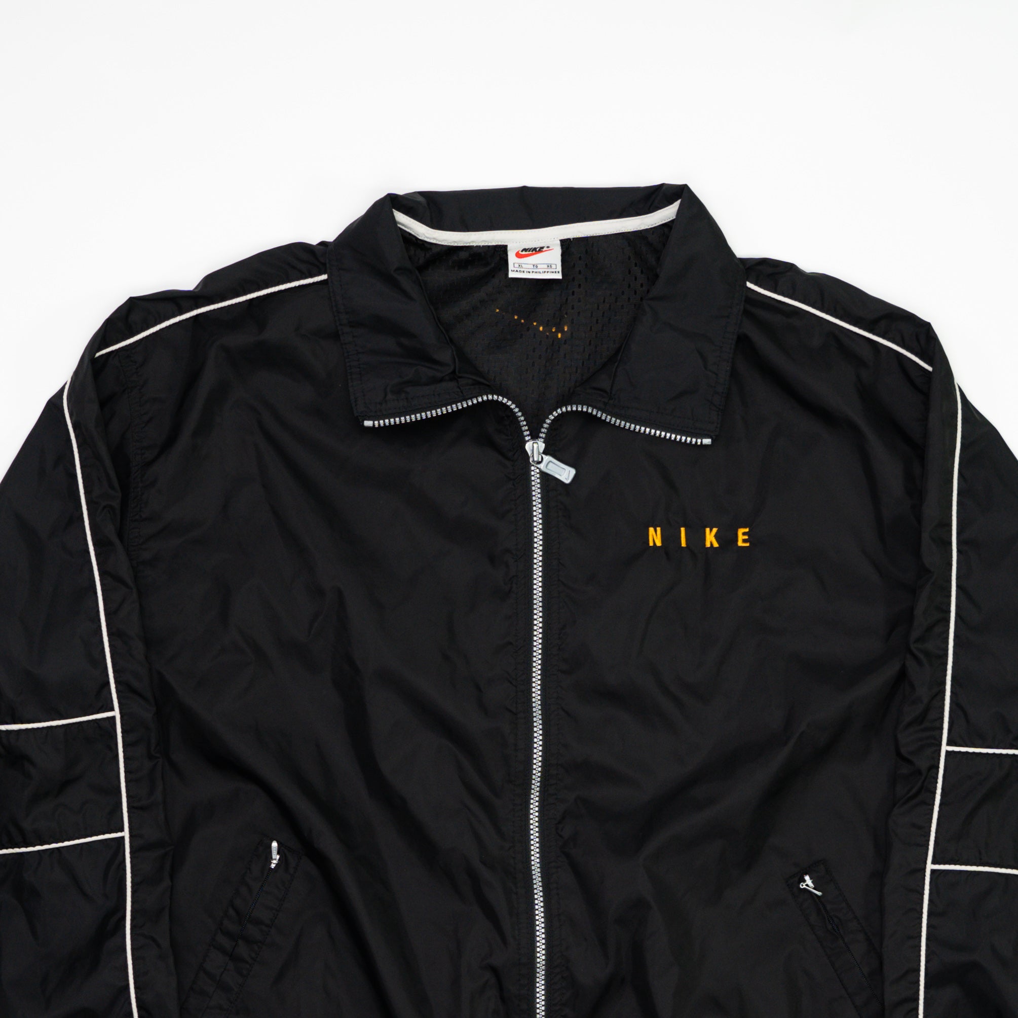 Vintage Black + Orange Nike Spell Out Windbreaker (XL) | Rebalance Vintage.