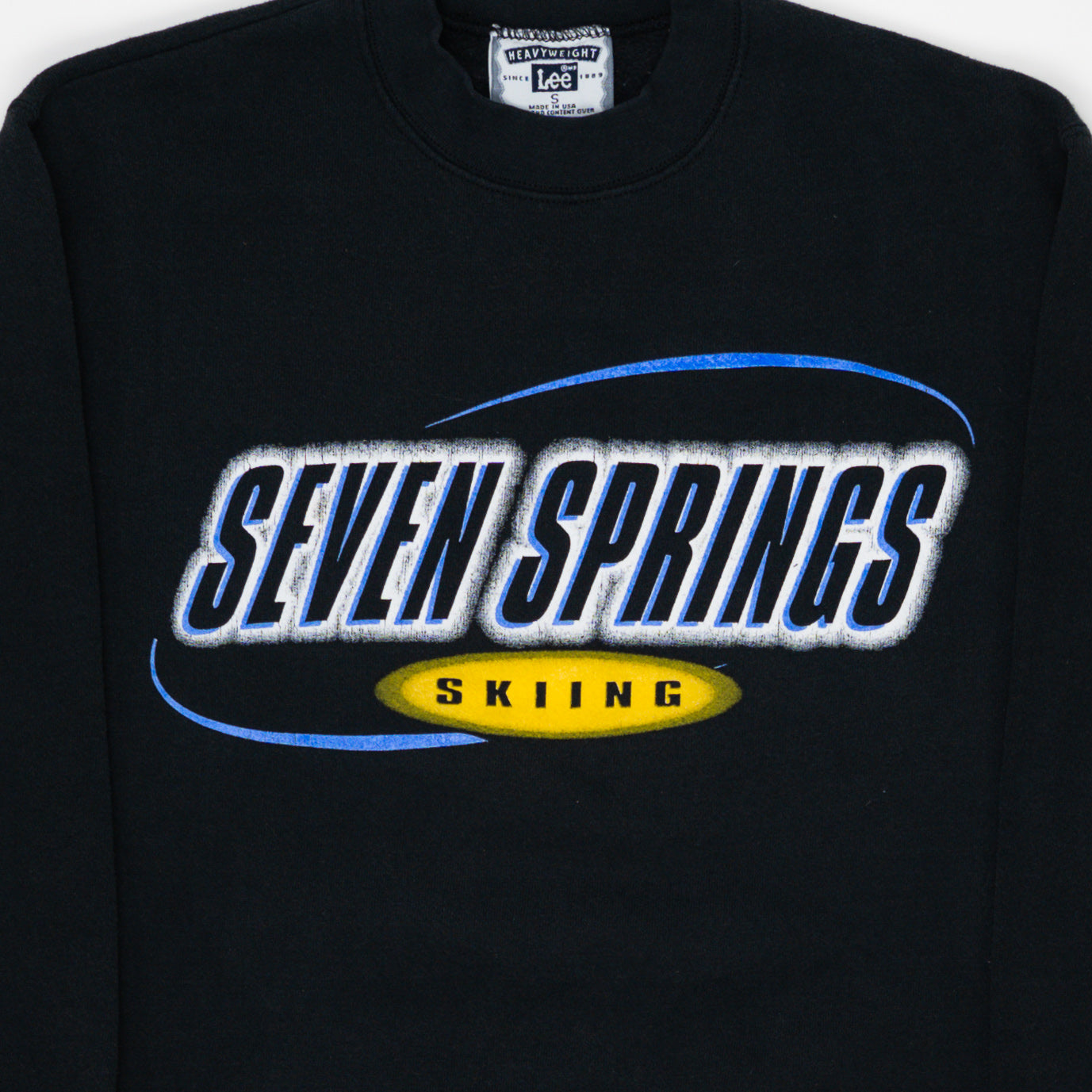 Vintage 90s Black Seven Springs Skiing Crewneck (S) | Rebalance Vintage.