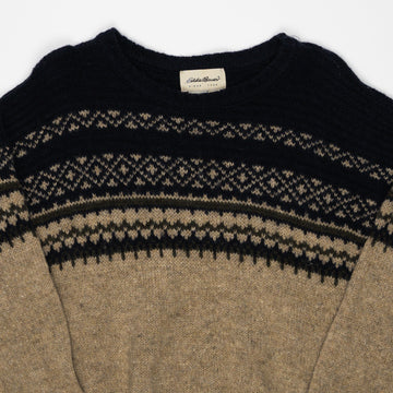 Vintage 90s Beige + Blue Eddie Bauer Knit Sweater (M) | Rebalance Vintage.