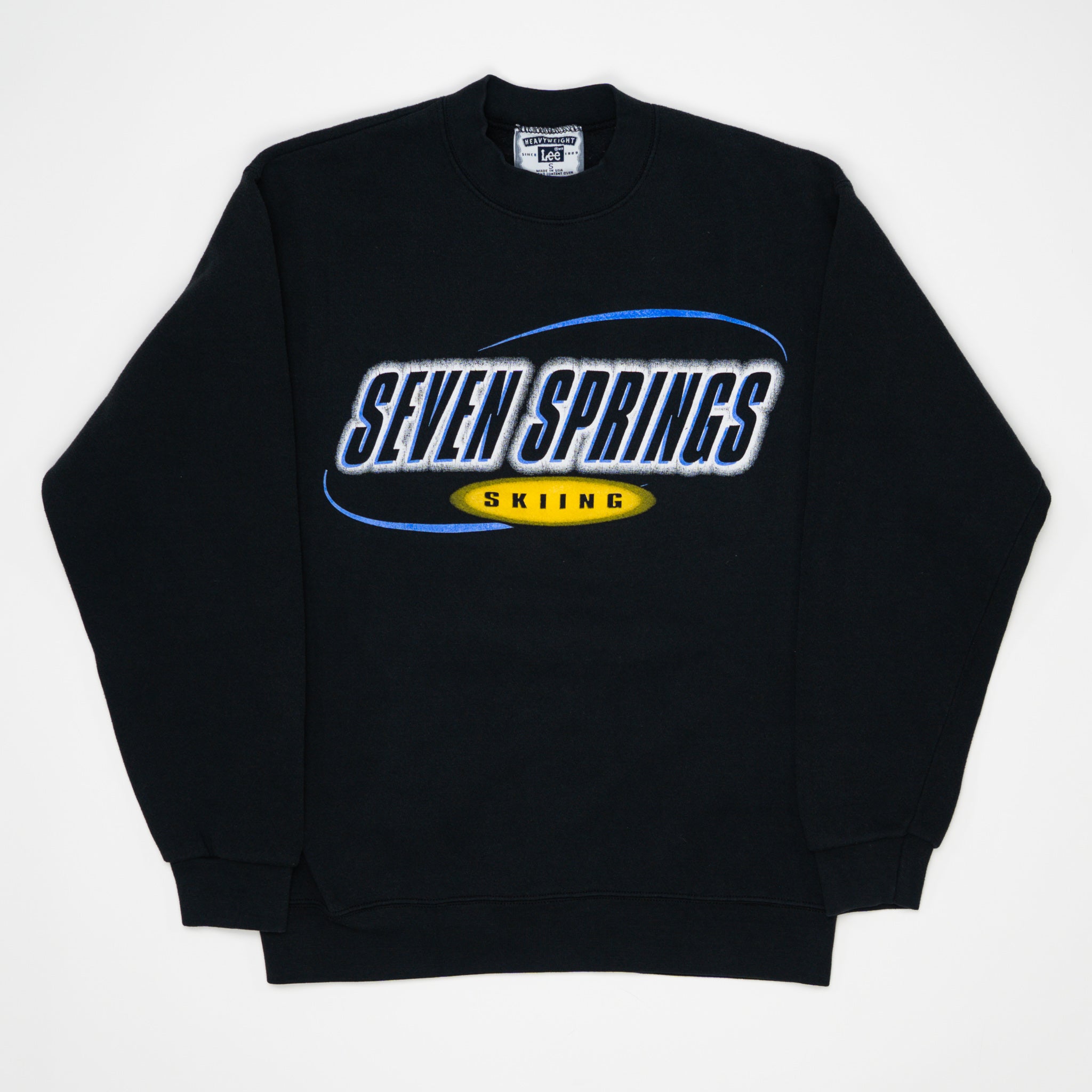 Vintage 90s Black Seven Springs Skiing Crewneck (S) | Rebalance Vintage.