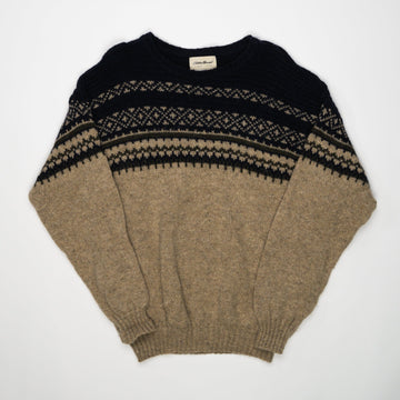 Vintage 90s Beige + Blue Eddie Bauer Knit Sweater (M) | Rebalance Vintage.