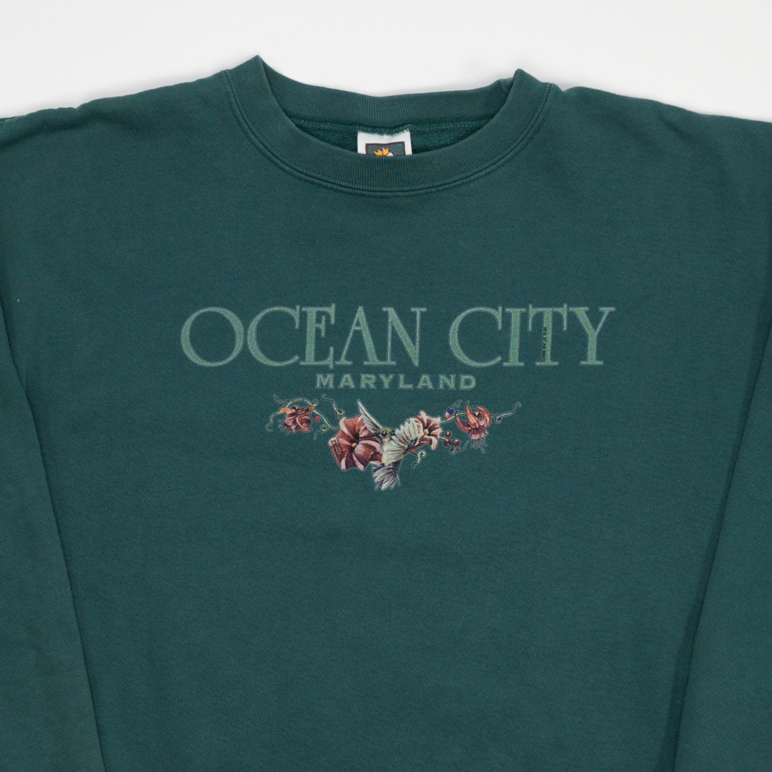 Vintage 90s Teal Ocean City Maryland Crewneck (L) | Rebalance Vintage.
