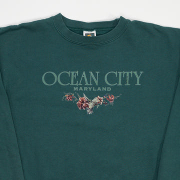 Vintage 90s Teal Ocean City Maryland Crewneck (L) | Rebalance Vintage.