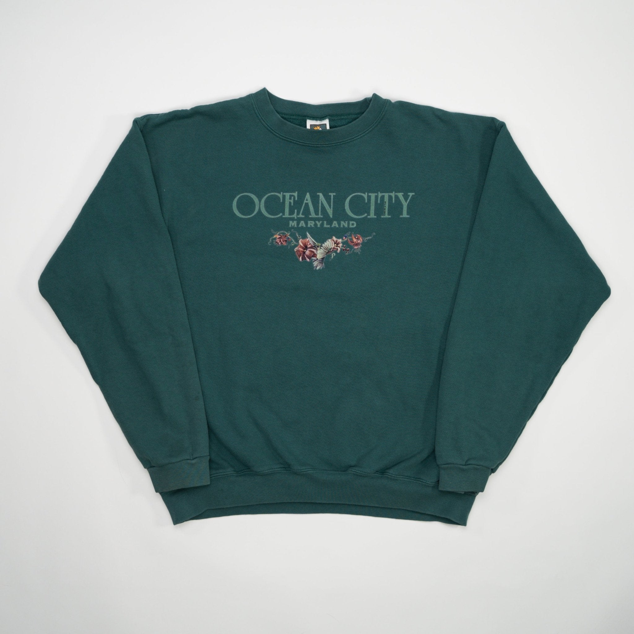 Vintage 90s Teal Ocean City Maryland Crewneck (L) | Rebalance Vintage.