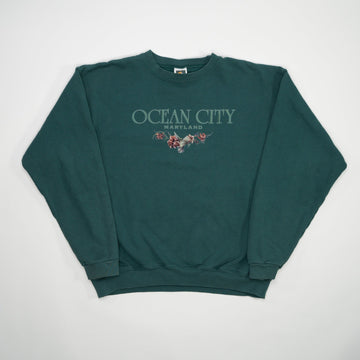 Vintage 90s Teal Ocean City Maryland Crewneck (L) | Rebalance Vintage.