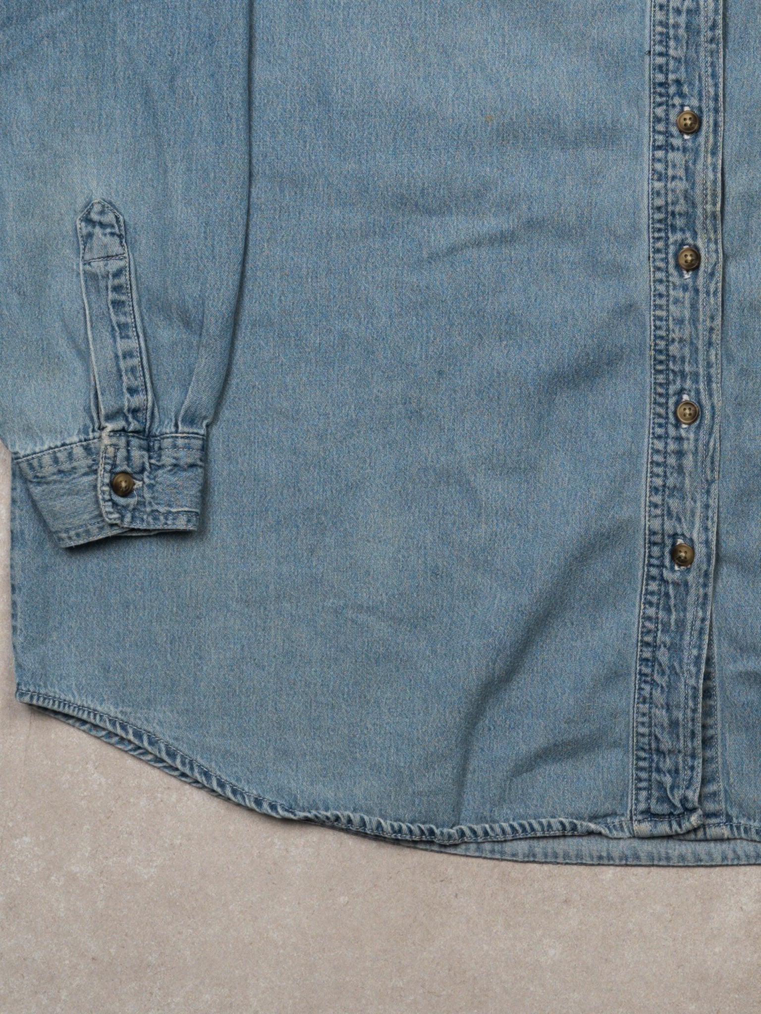 Vintage Blue + Green Tweety Looney Tunes Denim Button Up (XL)